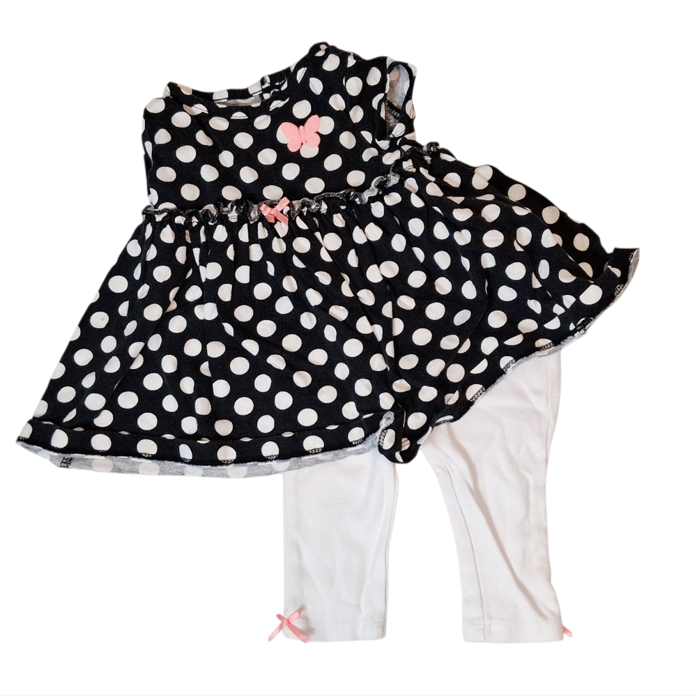 Carter’s | Baby Girl 3-6M | Polka Dot Tunic & Bow Leggings Set Outfit
